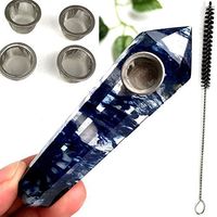 Natural Blue Crystal Wand Healing Crystal Stone with 5pcs Screen Filters and 1 Brush