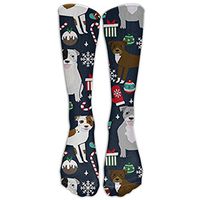 Pitbull Terrier Xmas Dog Knee High Graduated Compression Socks For Women And Men - Best Medical, Nursing, Travel & Flight Socks - Running & Fitness