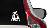 Surf Summer Palm Tree Juice Car Die Cut Vinyl Decal Bumper Sticker for Car Truck Auto Windshield Wall Window Ipad Tablet MacBook Laptop Computer Home Custom and More (White)