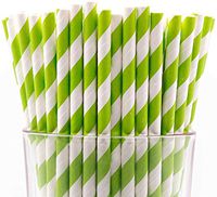 Pack of 150 Green Swirls Biodegradable 4-Ply Paper Drinking Straws (Compostable, Non-toxic, BPA-free)