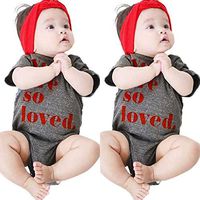 SRYSHKR Toddler Baby Short Sleeve Letter Print Romper Newborn Jumpsuit Clothes (70, Gray)