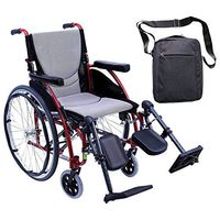 Karman S-Ergo 115 Ultra Lightweight Ergonomic Wheelchair | Seat Size 20" X 17" | Upgraded to Elevating Legrests | Fixed Wheels in Red & Free Front Zip Pocket Medical Utility Bag Black!