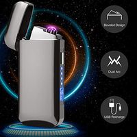 Dual Arc Electric Lighter USB Rechargeable with Battery Indicator, ANOY Flameless Windproof Plasma Lighter Candle Lighter for Outdoor Adventures, Camping, Survival