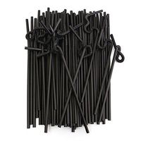 Disposable Flexible Plastic Drinking Straws, Black, 10 inches, Pack of 100