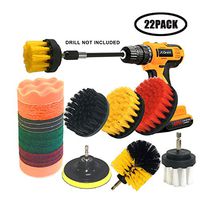 JOQINEER 22 Pieces Drill Brush Scrub Pads 2 Attachment Set with Long Reach Attachment in Box for Bathroom Shower Scrubbing Car Clearing Home Clean