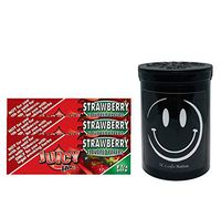 Herb Airtight Container Fresh Kettle with Juicy Jay's Strawberry 1.25 Flavored Hemp Rolling Papers 3 Count DC Crafts Nation- Happy Face