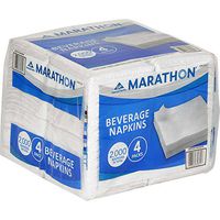 Marathon Beverage/Cocktail Paper Party Napkins, 1-Ply, White: (2000-count)