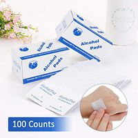 Pumoes Disposable Alcohol Pads 100Pcs Sterile Alcohol Prep Swap Pad, Antiseptic Skin Cleaning Care, Digital Mobile Phone,Glasses, Beauty, Hand Cleaning Wipes White 100PCS