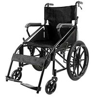 Elderly Portable Folding Manual Wheelchair Disabled Portable Wheelchair Elderly with Hand Brake Folding Wheelchair (Color : Black)