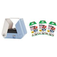 KiiPix Smartphone Picture Printer, Blue with Instax Mini Instant Film Value Pack - (3 Twin Packs, 60 Total Pictures)