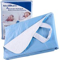 Medokare Bedpad Bedwetting Underpads w Handles -1500ml Large Waterproof Mattress Protector for Incontinence, Hospital Washable Underpad for Kids Elderly Adults, Bed Mat Sheet (36x52-2pack w Handles)