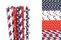 4th of July Paper Straw Mix- Polka Dot, Stars, Striped (25)