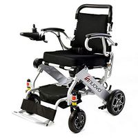 Fold Lightweight Electric Wheelchair Motorized Portable Power Motorized Scooter Chair with Controller and 2 * 12V Lithium Battery, Extremely Compact Design for Car and Air Travel, Black