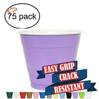 TigerChef 9 Ounce Hydrangea 75 Pack Easy Grip Plastic Party Cups Solid Color Disposable 9 Oz Plastic Cups BPA Free