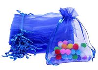 Shapenty 50PCS Organza Gift Bags Wedding Favor Candy Business Samples Display Jewelry Pouch Wrap with Drawstring for Baby Shower and Birthday Party (Dark Blue)