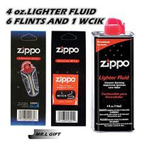 Zippo 4oz Fuel Fluid 1 Flint & 1 Wick Value Pack Combo