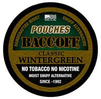 BaccOff, Classic Wintergreen Pouches, Premium Tobacco Free, Nicotine Free Snuff Alternative (1 Can)
