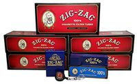 Bundle - 8 Items - Zig Zag Full Flavor Red RYO Cigarette Tubes - 100mm Size 200ct Box (5 Boxes) with Tube Filler/Shooter, Protective Case, and RPD Lighter Lasso
