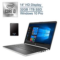 2020 HP 14" Business Laptop Computer/ 10th Gen Intel Core i3 1005G1 Up to 3.4GHz (Beat i5-7200u)/ 32GB DDR4 RAM/ 1TB SSD/ 802.11ac WiFi/ Type-C/ Windows 10 Pro + EST 500GB External Hard Drive Bundle
