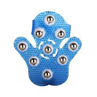 JOUDOO Palm Shape with 9 Metal Ball 360-degree-roller Massage Glove Full Body Beauty Massager (Blue)
