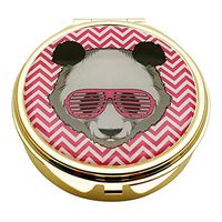 Pill Case Pill Box Decorative Pill Cases with Mirror Travel Medicine Boxes Metal Small Round Container Jewelry Organizer Holder for Purse Pocket (Panda)