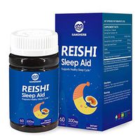 GANOHERB Reishi Mushroom Sleep Aid with Organic Reishi Spore Powder + Melatonin - Anxiety &Insomnia Relief, Non-GMO & Gluten Free,100% Natural,Non-Habit,Sleeping Pills for Adults,60 Veggie Capsules