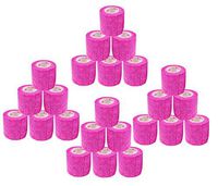 2 Inch Vet Wrap Tape Self Adhesive Medical Bandage Free Bonus Rolls (Fuchsia) (22 Pack Plus 2 Free Rolls) Self Adherent Cohesive First Aid Sport Flex Wrist Ankle Knee Sprains and Swelling
