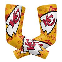 Kansas City Chiefs Cooling Arm Sleeve (Pair) - Elbow Brace Support Sun UV Protection for Men & Women - Sports Sleeves for Basketball Baseball Softball Volleyball