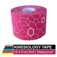 TheraBand Kinesiology Tape, Waterproof Physio Tape for Pain Relief, Muscle & Joint Support, Standard Roll with XactStretch Application Indicators, 2 Inch x 16.4 Foot Roll, Pink/White