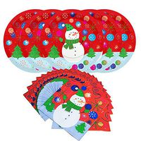 Christmas Snowman Paper Dinnerware Set-Serve 20- Includes 9 Inches Paper Dinner Plates and Paper napkins