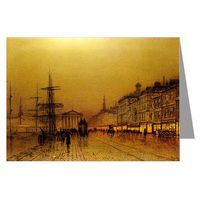 12 Vintage Notecard set of John Atkinson Grimshaw Victorian Painting of London Street Scene titled Greenock Dock_1893