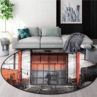 RUGSMAT Industrial Small Round Rug Carpet,Old Gate Entrance Nursery Rugs Diameter-39