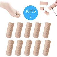 ZTL 10PCS Toe Caps Fabric Gel Lined Toe Sleeves Protectors for Cushions Corns, Blisters, Calluses, Toes and Fingers (Large, 2.6" Length, 0.98" Diameter)