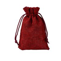 Linen Bags Burlap Jute Bags with Drawstrings, BZCTAH 20 PCS 10 x 14cm Pure Color Multipurpose Linen Gift Bag Jute Hessian Packing Storage Jewelry Pouches for Wedding Party Birthday Christmas, Wine red