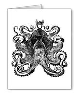 Quirky Victorian Octopus Lady #3 Note Cards with Envelopes Set of 8