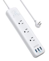 Power Strip with USB, Anker 3-Outlet & 3 PowerIQ USB Power Strip Surge Protector, PowerPort Strip 3 with 5 Foot Long Extension Cord, Flat Plug, Safety Shutter, for Home, Office (300 J)