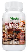 Perfect 10 Organic Mushroom Capsules to Boost Immunity with Potent Natural Nutrition. 10 Mushroom Blend Including Chaga Majtake Reshi, Turkey Tail, Shitake, Tremella, Phellinius Mushrooms. 60 Caps