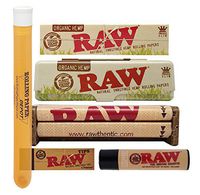 Bundle - 6 Items - RAW Organic King Size Slim Papers, 110 Roller, Clipper, Tips, Metal Paper Case and RPD KewlTube