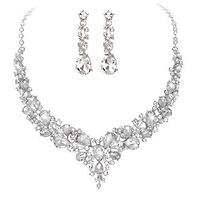 Youfir Bridal Austrian Crystal Necklace and Earrings, Clear, Size No Size