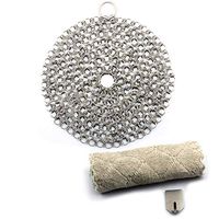 Stainless Steel Cast Iron Skillet Cleaner Chainmail Cleaning Scrubber with Hanging Ring for Cast Iron Pan,Pre-Seasoned Pan,Griddle Pans, BBQ Grills and More Pot Cookware-Square 7x7 Inch (7"x7"Round)