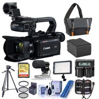 Canon XA40 4K UHD Pro Camcorder with 20x Optical Zoom Lens - Bundle with Video Bag, 128GB SDXC U3 Card, Spare Battery, Video Tripod, Video Light, Shotgun Mic, 58mm Filter Kit, and More