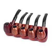 Roseood Wooden Smoking Pipe Stand Rack Holder for 5 Smoking Pipes