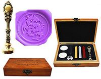 MNYR Dragon Luxury Wood Box Bronze Metal Peacock Wedding Invitations Gift Cards Paper Stationary Envelope Seals Custom Logo Wax Seal Sealing Stamp Wax Sticks Melting Spoon Wood Gift Box Kit