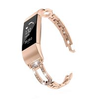 Wearlizer Compatible Charge 2 Bands for Women Metal Replacement Fit Charge hr 2 Band Assesories Strap with Bling Rhinestone Bracelet Bangle Adjustable (Rose Gold)