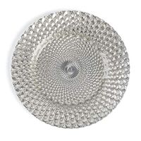 LinenTablecloth Silver Athena Glass Charger Plate 4/Pack