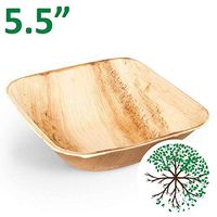 Disposable Palm Leaf Bowls Square 6 Inch 25 Pack