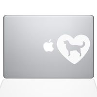 The Decal Guru Heart Golden Retriever MacBook Decal Vinyl Sticker - 15" MacBook Pro (2015 & Older) - White (1328-MAC-15P-W)