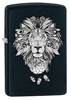 Zippo Lighter: Lion, Aztec Artwork - Black Matte 77418
