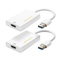 CableCreation 2-Pack USB to HDMI Adapter with DisplayLink Chipset,USB 3.0 to HDMI External Video Card for Windows, Mac OS X, Linux, White