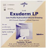 Medline Dressing Exuderm Thin Hdrocolloid 4"x4", 10 Count